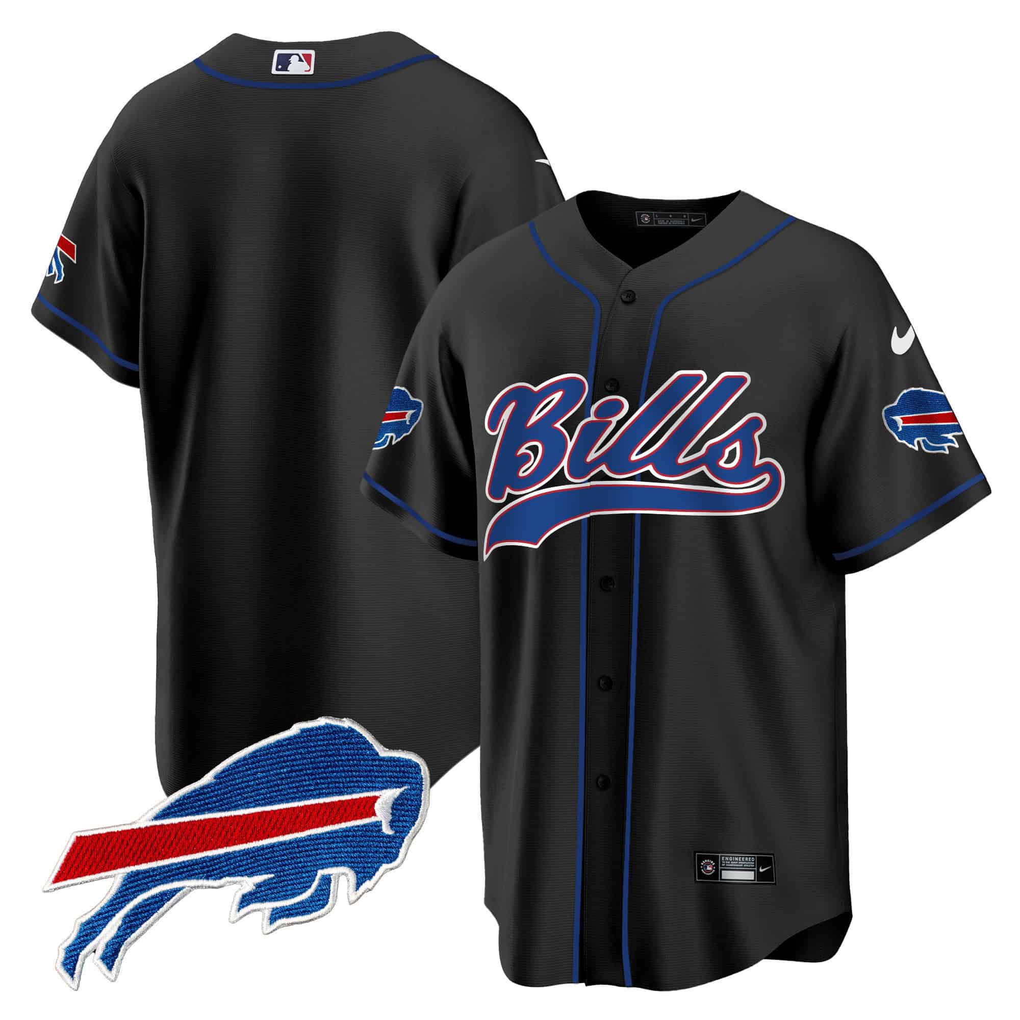 Men Buffalo Bills Blank Black 2024 Nike Baseball Game NFL Jersey->customized nfl jersey->Custom Jersey
